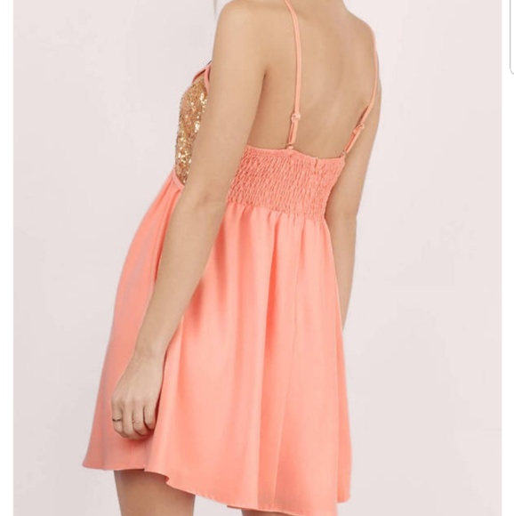 Coral Sequin Dress - Picture 2 of 6